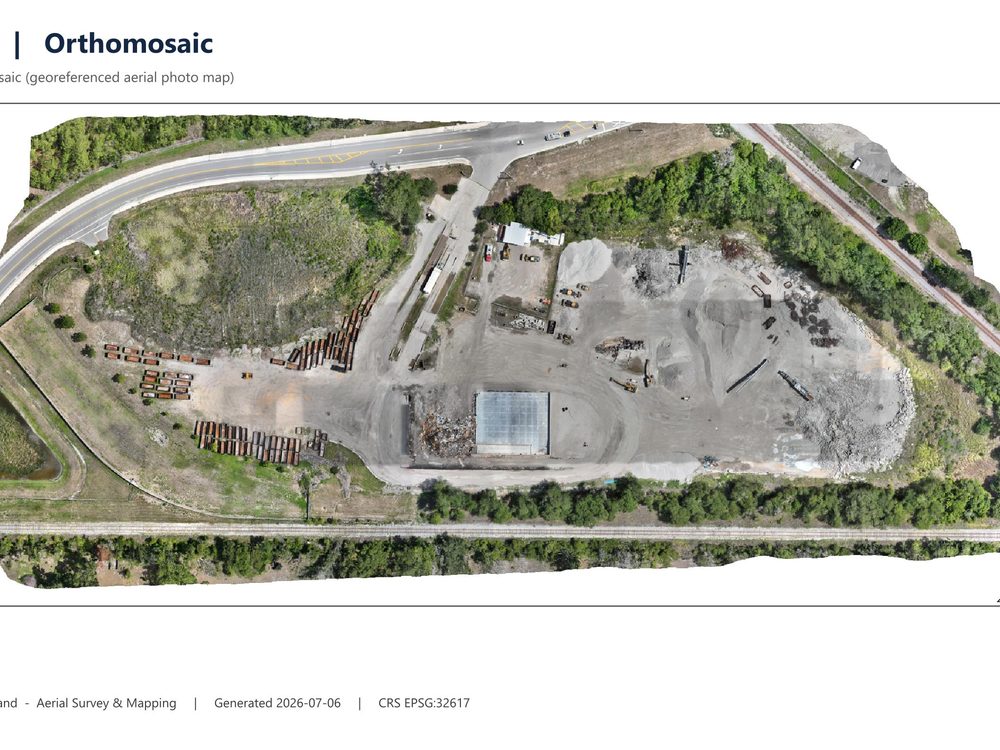 Aerial orthomosaic of a commercial site for infrastructure and roofing documentation