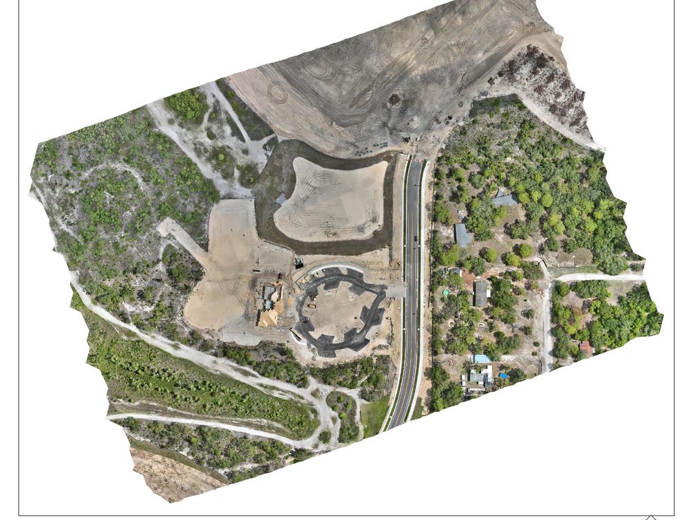 Aerial orthomosaic of a large open site suited to solar and energy layout planning